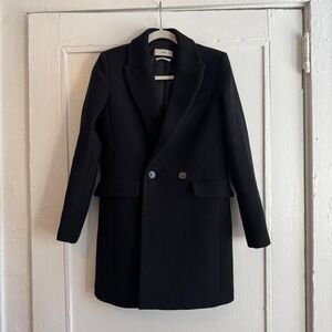 Mango Black Wool Blazer Coat Size Small